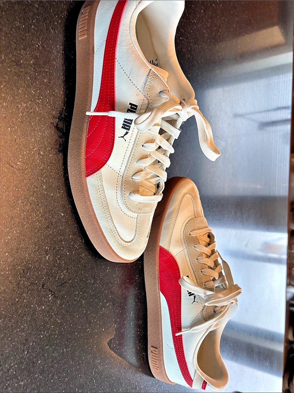 PUMA Palermo Leather White Red Gum Women's White & Red Sneakers